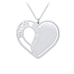 "Mom" Heart Necklace with Row of Birthstones