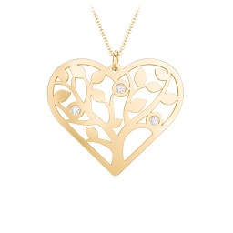 Heart Family Tree Mother's Necklace with 3-6 Birthstones