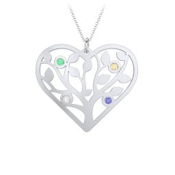Heart Family Tree Mother's Necklace with 3-6 Birthstones