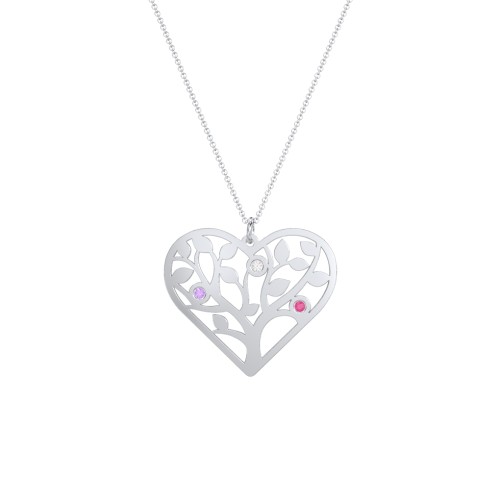 Heart Family Tree Mother's Necklace with 3-6 Birthstones