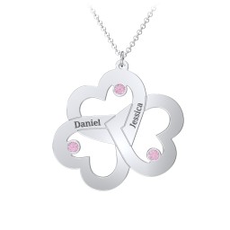 Engravable Three Heart Birthstone Necklace