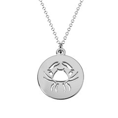 Cancer Zodiac Sign Cutout Disc Necklace – Sterling Silver