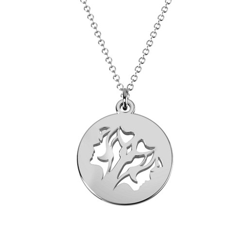 Gemini Zodiac Sign Cutout Disc Necklace – Sterling Silver