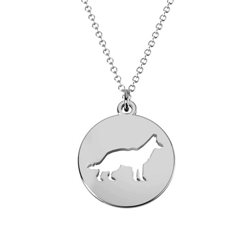 German Shepherd Cutout Disc Necklace – Sterling Silver