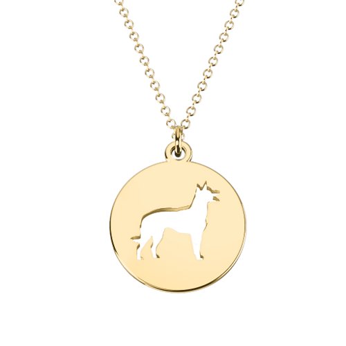 Tozkelpie Dog Cutout Disc Necklace – 18K Gold Plated Silver