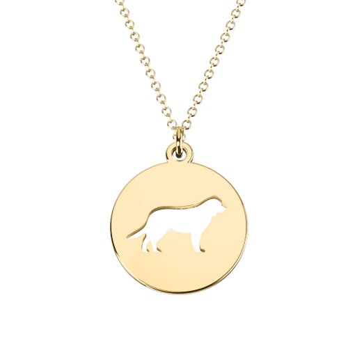 Retriever Dog Cutout Disc Necklace – 18K Gold Plated Silver