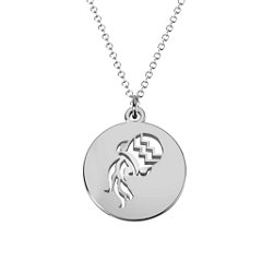 Aquarius Zodiac Sign Cutout Disc Necklace – Sterling Silver