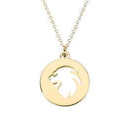 Leo Zodiac Sign Cutout Disc Necklace in 18K Gold Plated Silver