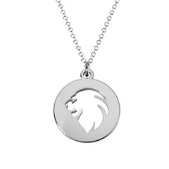 Leo Zodiac Sign Cutout Disc Necklace – Sterling Silver