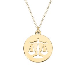 Libra Zodiac Sign Cutout Disc Necklace in 18K Gold Plated Silver