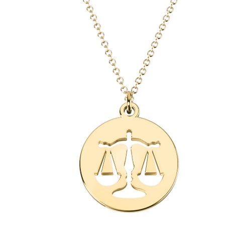 Libra Zodiac Sign Cutout Disc Necklace – 18K Gold Plated Silver