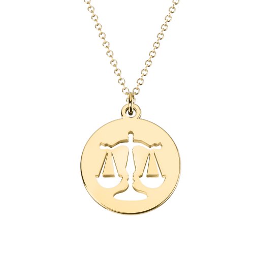 Libra Zodiac Sign Cutout Disc Necklace – 18K Gold Plated Silver