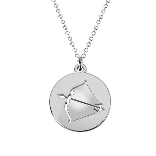 Sagittarius Zodiac Sign Cutout Disc Necklace – Sterling Silver