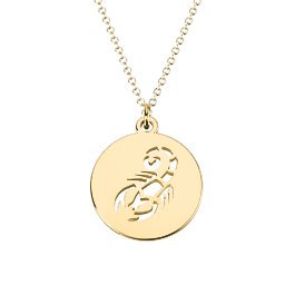 Scorpio Zodiac Sign Cutout Disc Necklace in 18K Gold Plated Silver