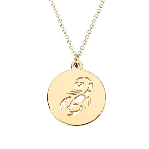 Scorpio Zodiac Sign Cutout Disc Necklace – 18K Gold Plated Silver