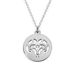 Aries Zodiac Sign Cutout Disc Necklace – Sterling Silver