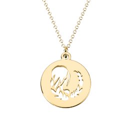 Virgo Zodiac Sign Cutout Disc Necklace in 18K Gold Plated Silver
