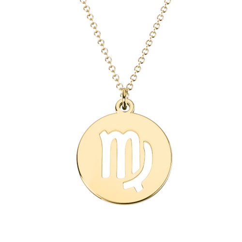 Virgo Zodiac Symbol Cutout Disc Necklace – 18K Gold Plated Silver