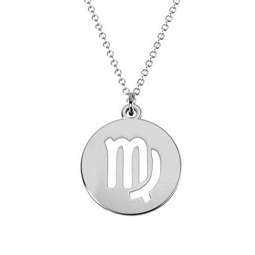 Virgo Zodiac Symbol Cutout Disc Necklace – Sterling Silver