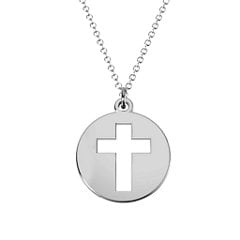 Cross Cutout Disc Necklace
