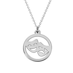 Theatre Mask Cutout Disc Necklace – 9kt Yellow Gold