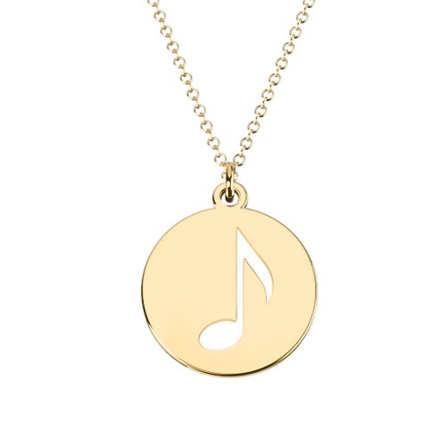Music Note Cutout Disc Necklace – 9kt Yellow Gold