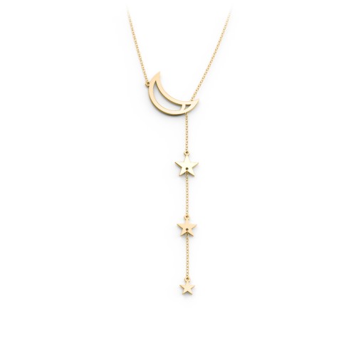 Lariat with Moon and Star Charms – 9kt Yellow Gold