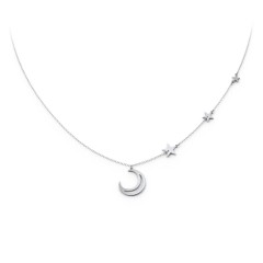 Moon and Stars Charmed Necklace – Sterling Silver