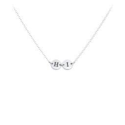Engravable Initial 2 Disc Pendant in 925 Sterling Silver