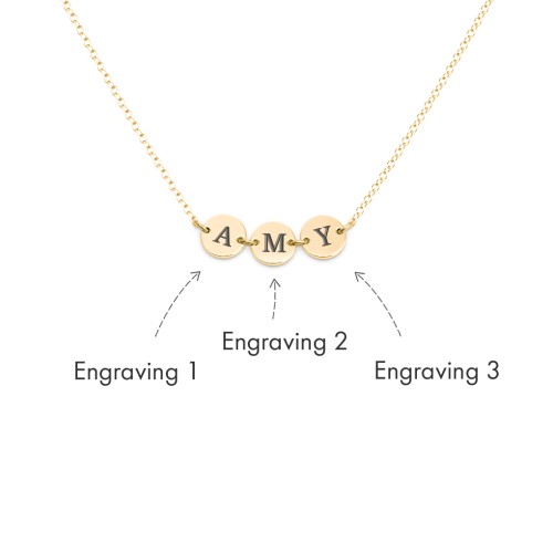 Engravable Initial 3 Disc Pendant – 18K Gold Plated Silver