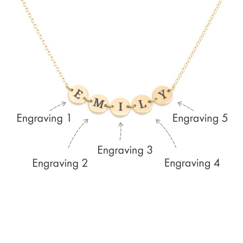 Engravable Initial 5 Disc Pendant – 18K Gold Plated Silver