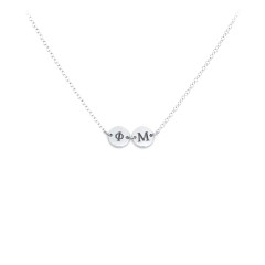 Engravable Initial 2 Disc Sorority Pendant – Sterling Silver
