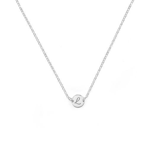 Engravable Initial Disc Pendant – Sterling Silver