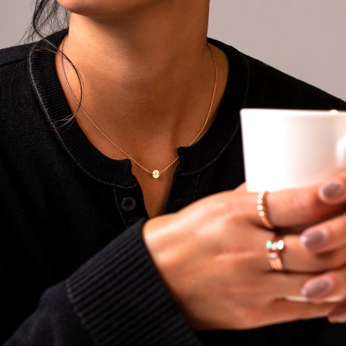 Engravable Initial Disc Pendant – 18K Gold Plated Silver