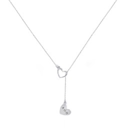 Engravable Double Heart Sorority Lariat in 925 Sterling Silver