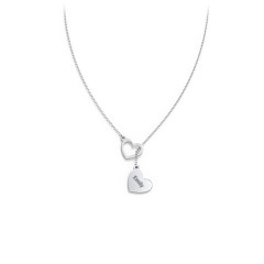 Engravable Double Heart Lariat – Sterling Silver