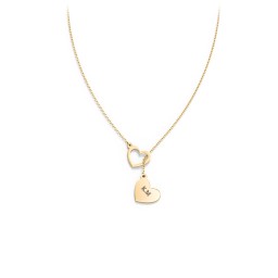 Engravable Double Heart Lariat in 9K Solid Yellow Gold