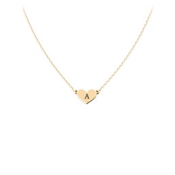 Engravable Heart Charm Necklace in 9K Solid Yellow Gold