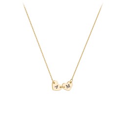 Engravable Initial 2 Heart Necklace in 18K Gold Plated Silver