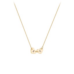 Engravable Initial 2 Heart Necklace in 18K Gold Plated Silver