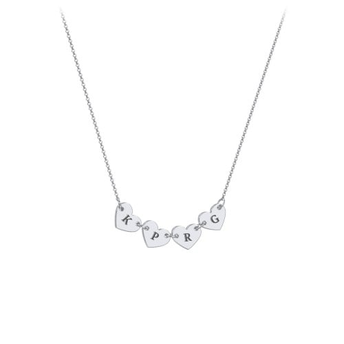 Engravable Initial 4 Heart Necklace