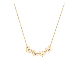 Engravable Initial 4 Heart Necklace in 18K Gold Plated Silver