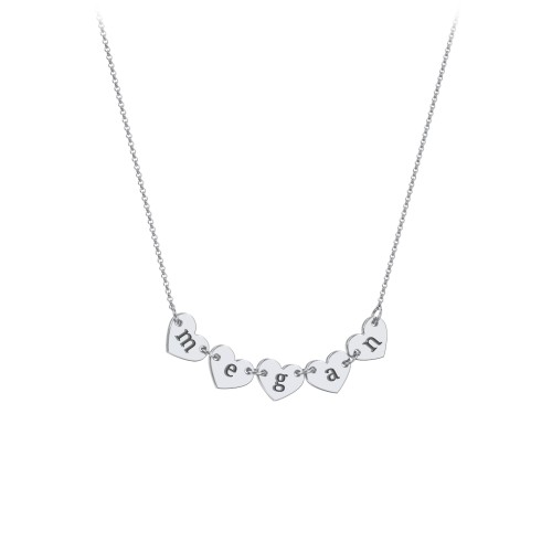 Engravable Initial 5 Heart Necklace