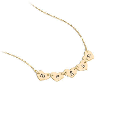 Engravable Initial 5 Heart Necklace – 18K Gold Plated Silver