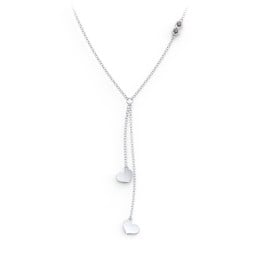 Lariat with Heart Charms and Gemstones