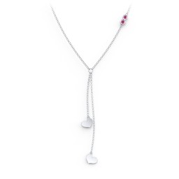 Lariat with Heart Charms and Gemstones