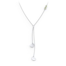 Lariat with Heart Charms and Gemstones