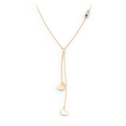 Lariat with Heart Charms and Gemstones