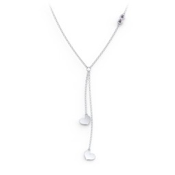 Lariat with Heart Charms and Gemstones in 925 Sterling Silver with Alexandrite