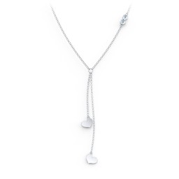 Lariat with Heart Charms and Gemstones in 925 Sterling Silver with Blue Topaz